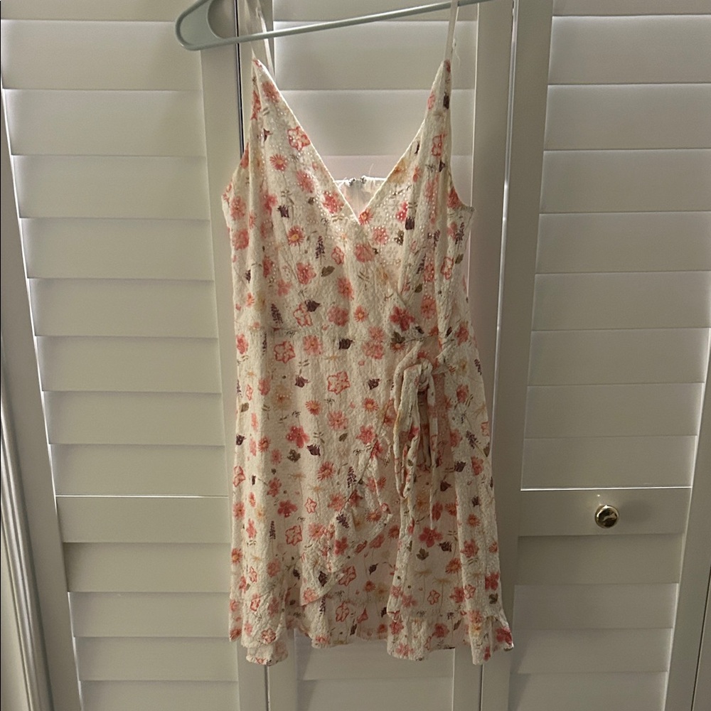 Sage Floral V-Neck Mini Dress